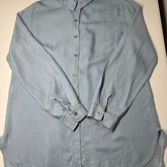 Vintage Owl Chambray Shirt Applique Embroidery Thin Denim Size M button-front - Picture 9 of 16